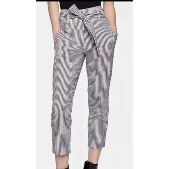 BCBGeneration Striped‎ Belted Cropped Trousers Pant Size 6 - Picture 1 of 10
